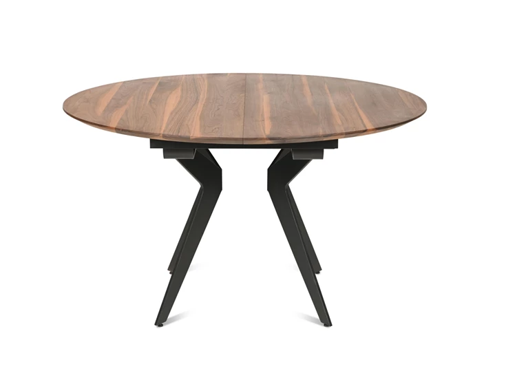 Dicht Tafel Capri rond verlengbaar massief hout Amerikaans noten Willisau Edition