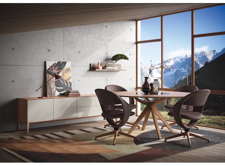 Sfeerfoto Tafel Bari hout fineer natuur eik Willisau Edition