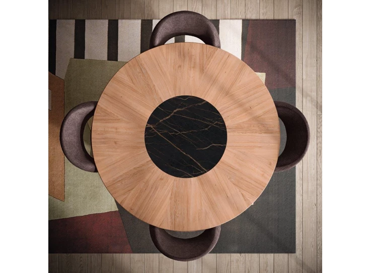 Bovenkant Tafel Bari hout fineer natuur eik inzetstuk Dekton Willisau Edition