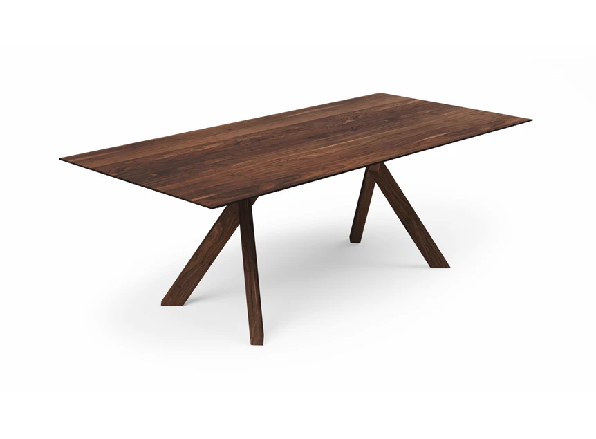 Tafel Torino rechthoekig massief hout Amerikaans noten houten poot Willisau