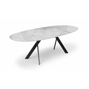 Tafel Torino ovaal dekton marmerlook metalen poot Willisau