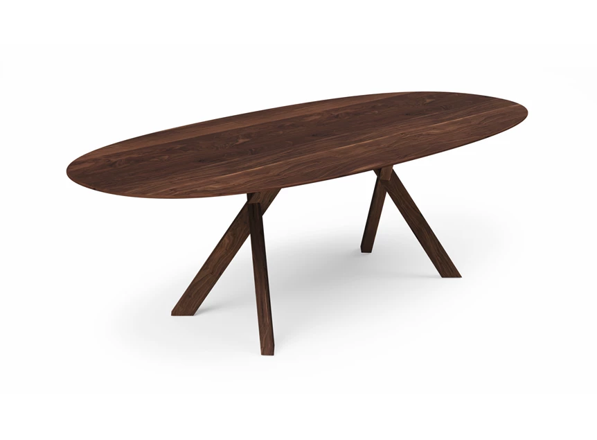 Tafel Torino ovaal massief hout Amerikaans noten houten poot Willisau