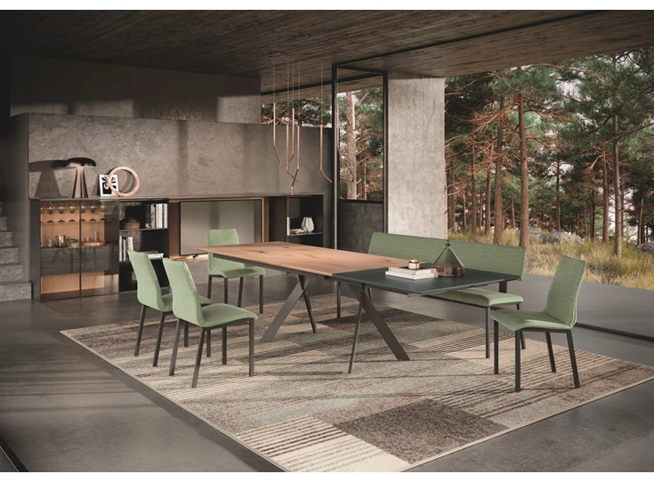 Verlengbare tafel Torino rechthoekig massief hout Amerikaans noten Willisau