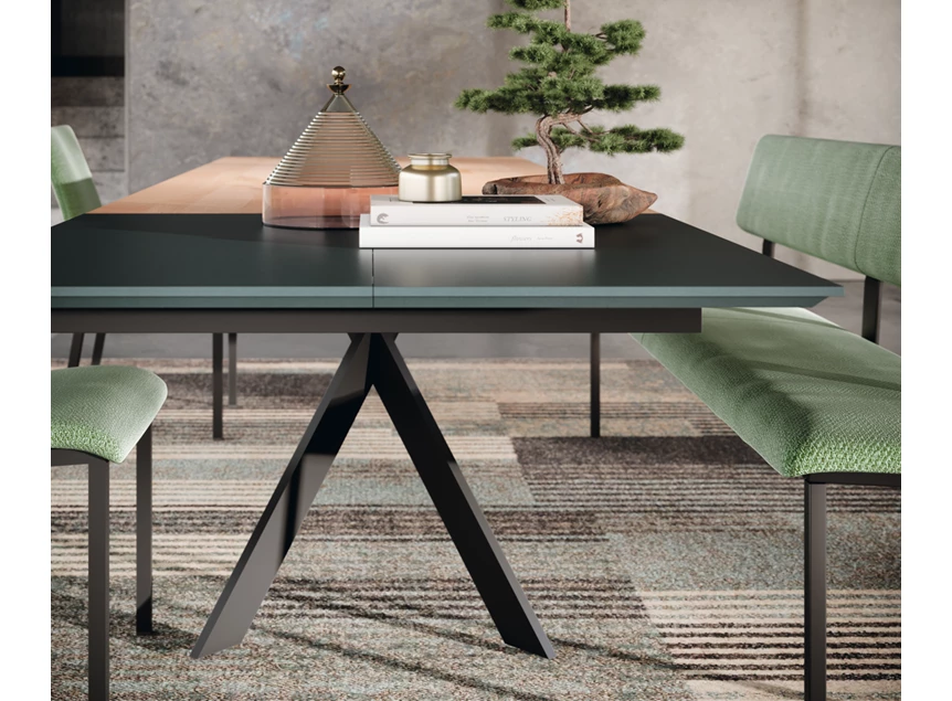 Front Verlengbare tafel Torino rechthoekig massief hout Amerikaans noten Willisau