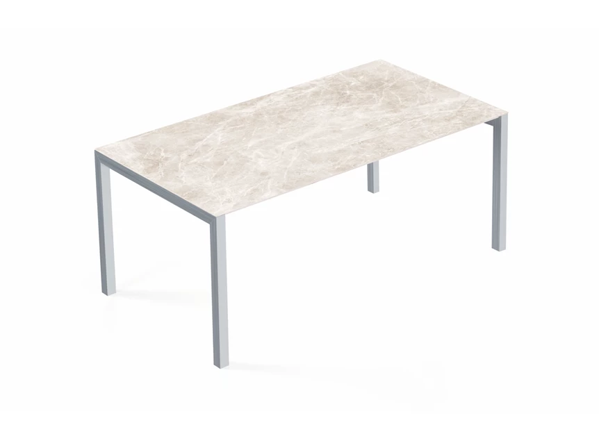 Tafel Prato keramiek beige inox poot Willisau