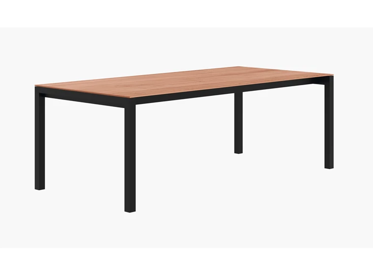 Zijkant Tafel Prato massief hout eik natuur poot zwart Willisau