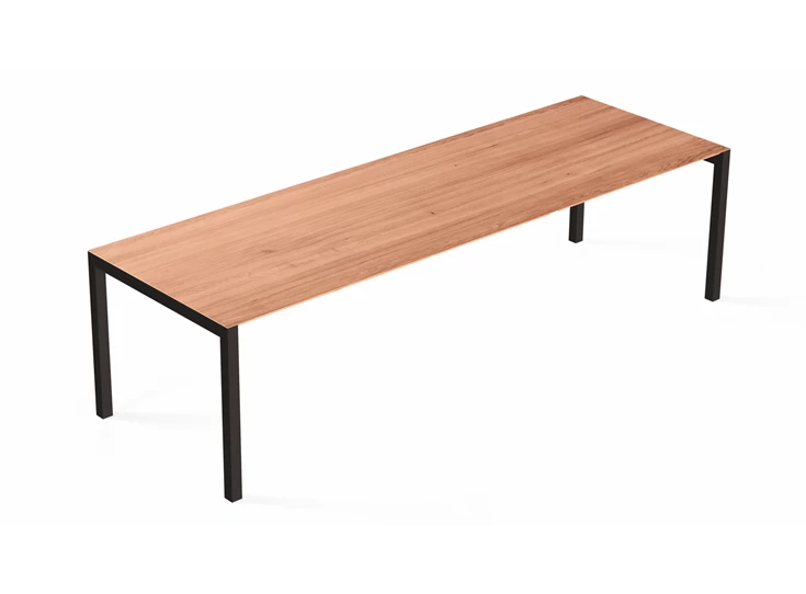 Verlengbare tafel Prato massief hout natuur eik poot zwart Willisau