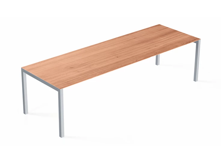 Verlengbare tafel Prato massief hout natuur eik poot inox Willisau