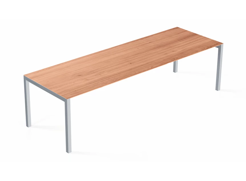 Verlengbare tafel Prato massief hout natuur eik poot inox Willisau