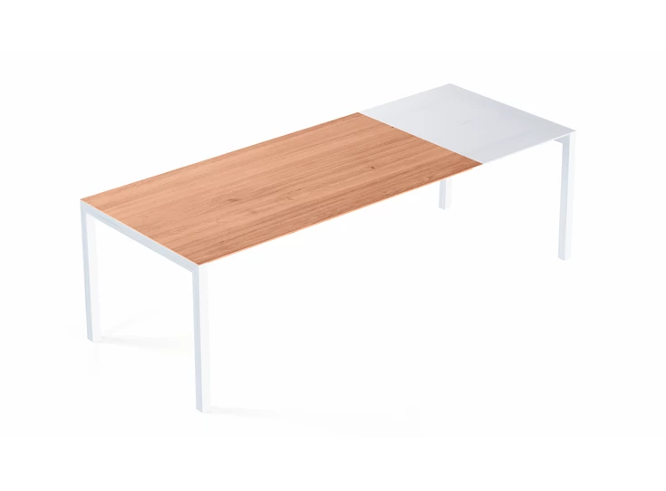 Verlengbare tafel Prato massief hout natuur eik poot wit verlengblad klein Willisau