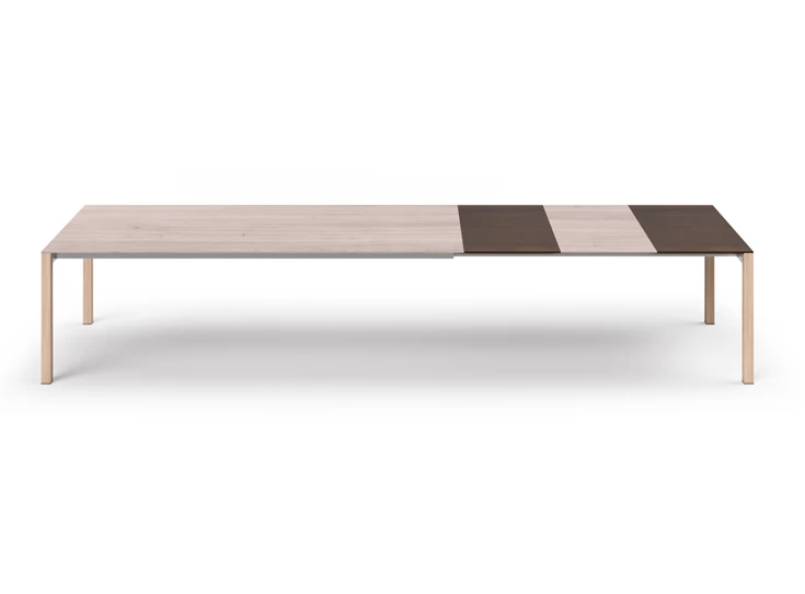 Verlengbare tafel Prato massief hout Amerikaans noten poot wit verlengstukken mix Willisau