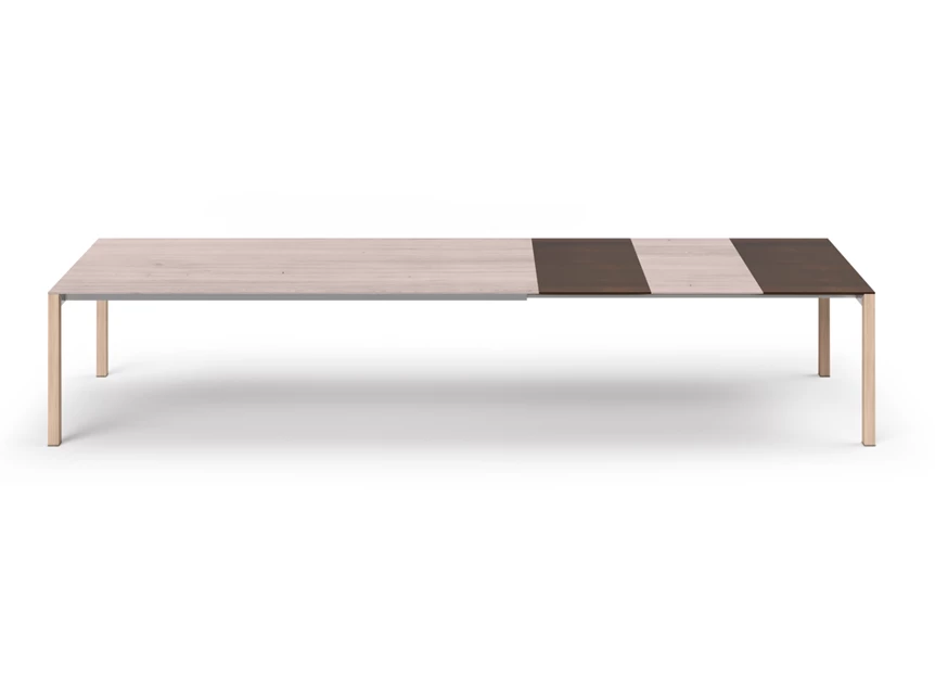 Verlengbare tafel Prato massief hout Amerikaans noten poot wit verlengstukken mix Willisau