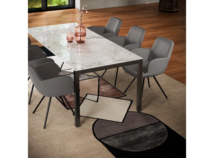 Verlengbare tafel Prato keramiek wit marmerlook Willisau