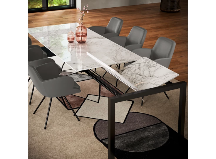 Systeem Verlengbare tafel Prato keramiek wit marmerlook Willisau