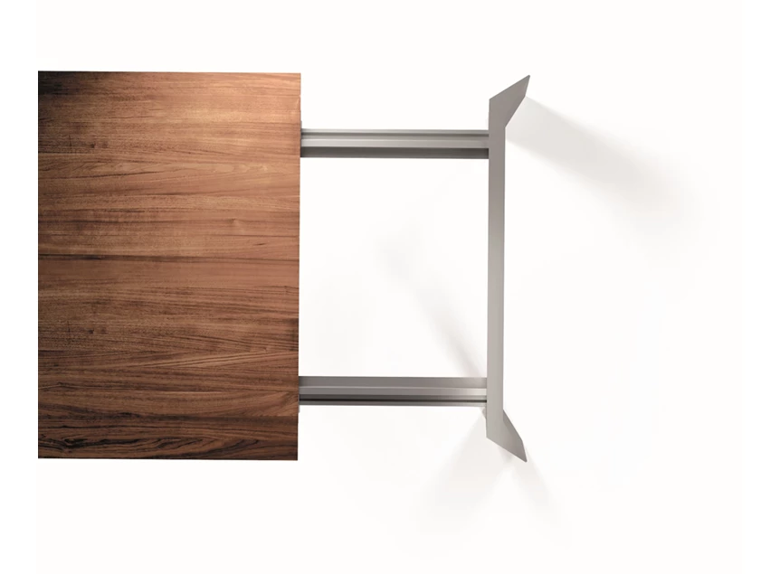 Detail Verlengbare tafel Palo massief hout eik natuur poot inox Willisau