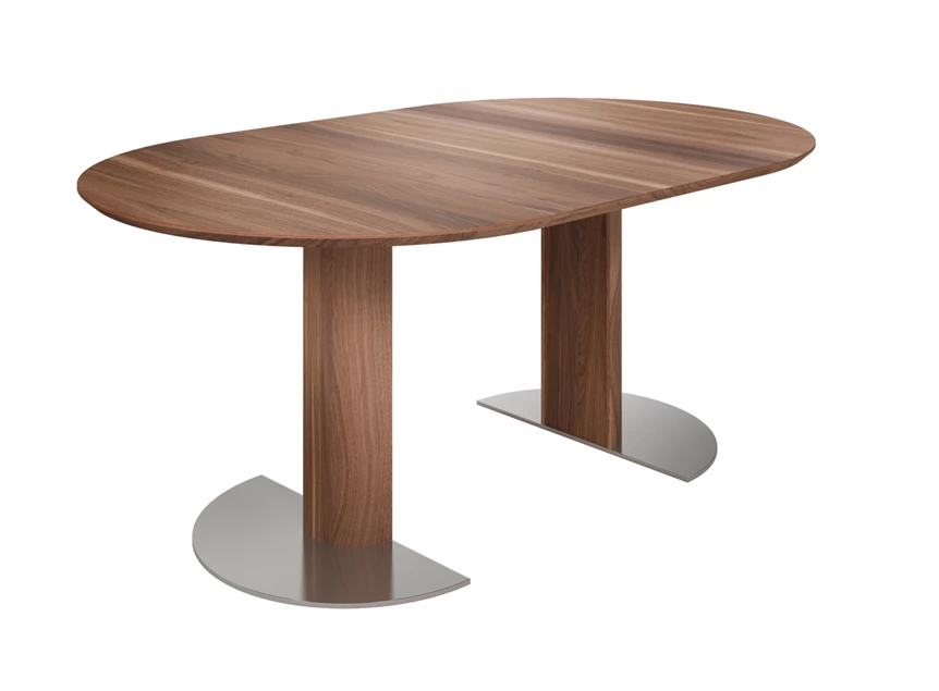 Open Verlengbare tafel Modena rond massief hout Amerikaans noten Willisau