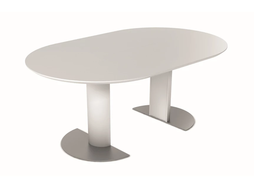 Open Verlengbare tafel Modena rond lak wit voetplaatmat chroom Willisau