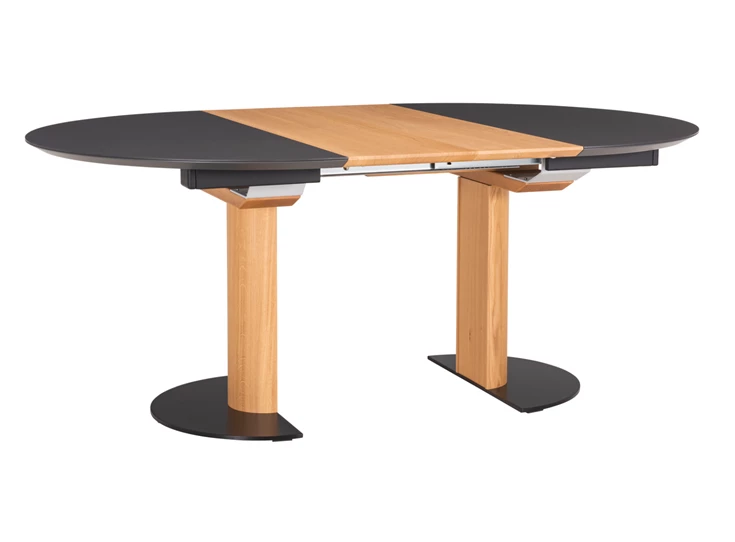 Verlengbare tafel Modena rond keramiek pilaar natuur eik Willisau
