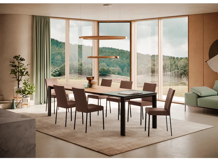 Sfeerfoto Verlengbare tafel Maleo massief hout natuur eik Willisau