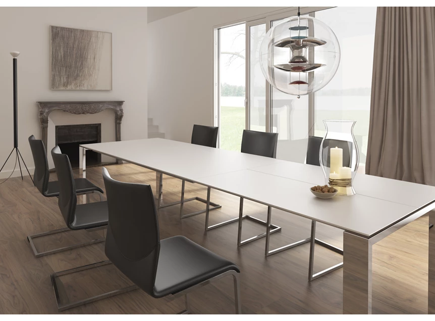 Sfeerfoto Verlengbare tafel Maleo Fenix wit glanzend chroom Willisau
