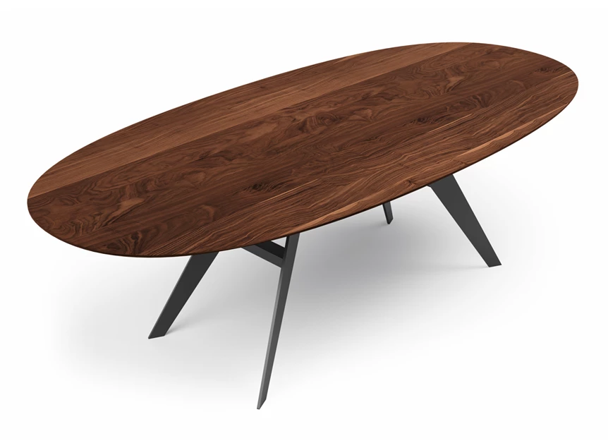 Tafel Linea ovaal massief hout Amerikaans noten Willisau
