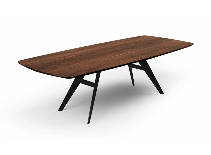 Tafel Linea bootvormig massief hout Amerikaans noten Willisau
