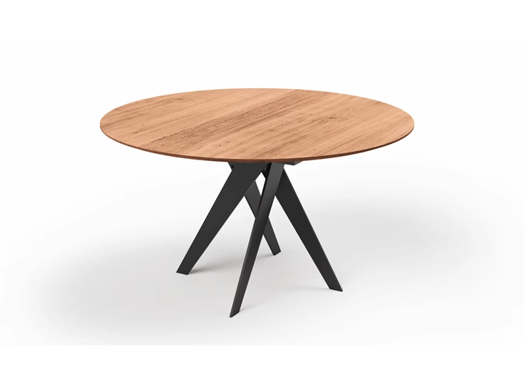 Tafel Linea rond massief hout eik natuur Willisau