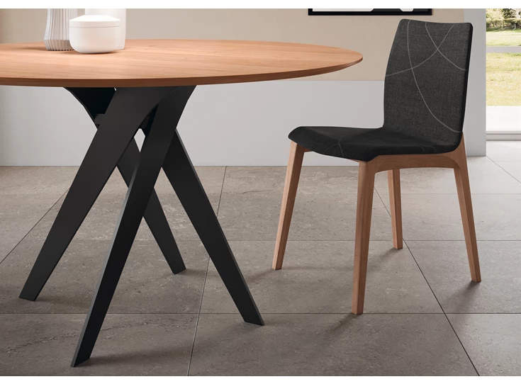 Onderstel Tafel Linea rond massief hout eik natuur Willisau