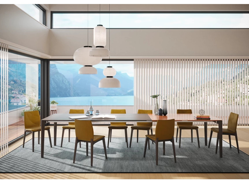 Sfeerfoto Verlengbare tafel Imperia massief hout eik gebeitst Willisau