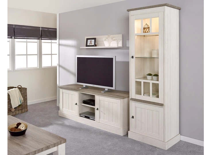 KV1R york smal rechts glazen vitrinekast deur landelijk eetkamer meubar