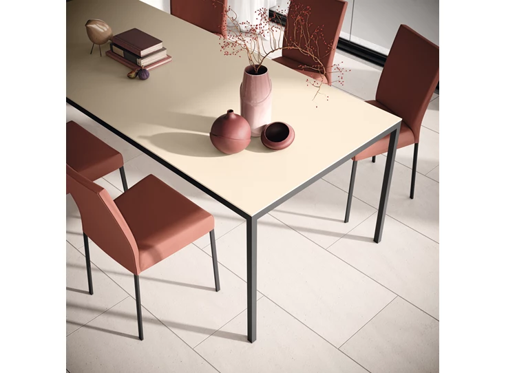 Bovenkant Sfeerfoto Tafel Dino rechthoekig Fenix beige Willisau