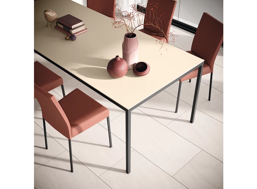 Bovenkant Sfeerfoto Tafel Dino rechthoekig Fenix beige Willisau