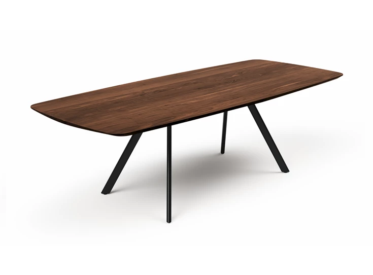 Tafel Aurora bootvormig massief hout Amerikaans noten Willisau