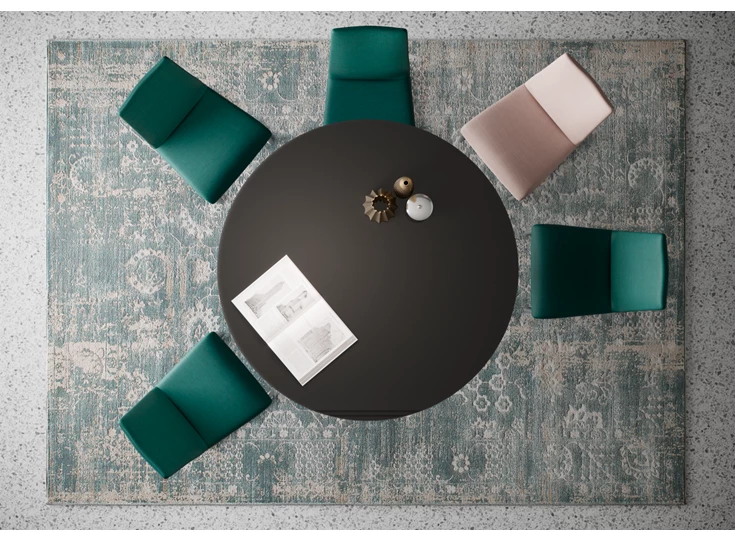 Bovenkant Tafel Aurora rond blinkend glas antraciet Willisau