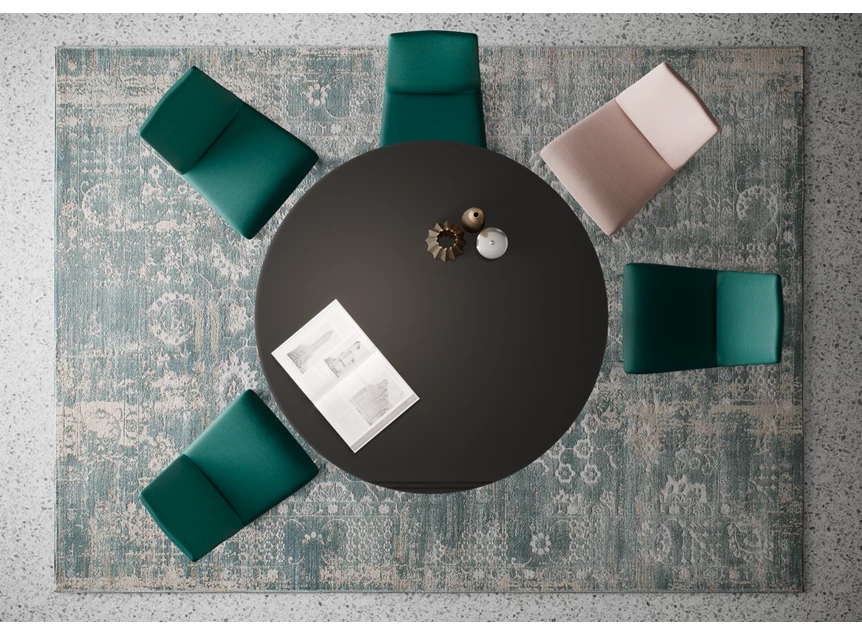 Bovenkant Tafel Aurora rond blinkend glas antraciet Willisau