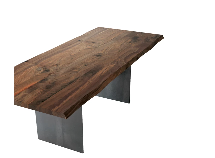 Detail Tafel Aliano rechthoekig massief hout Amerikaans noten boomstam Willisau
