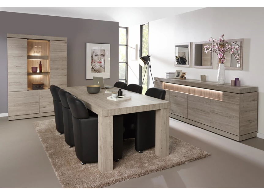 V1 licht grijs marmer eetkamer eigentijds etna vitrinekast evan millenium eik