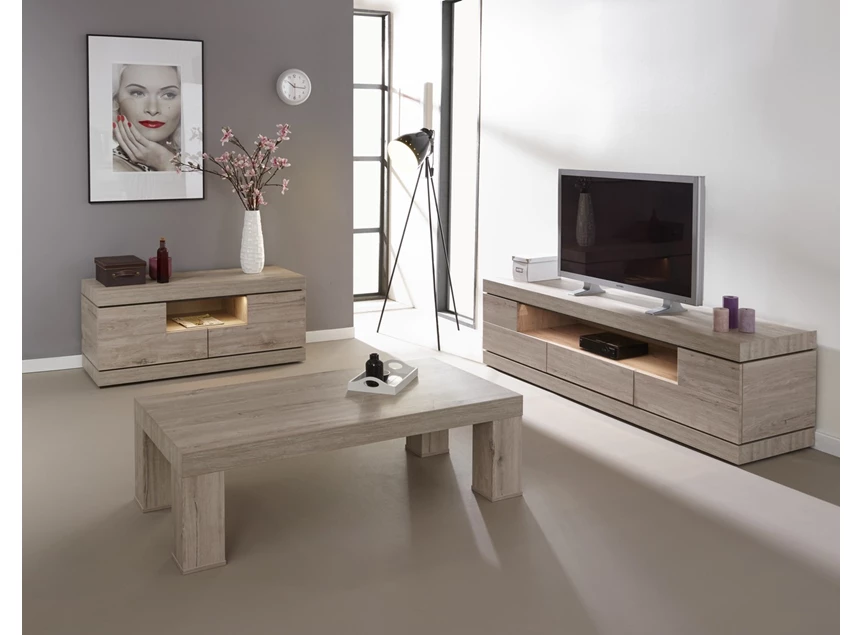 TV1 televisiemeubel grijs marmer eetkamer eigentijds klein etna evan millenium eik licht