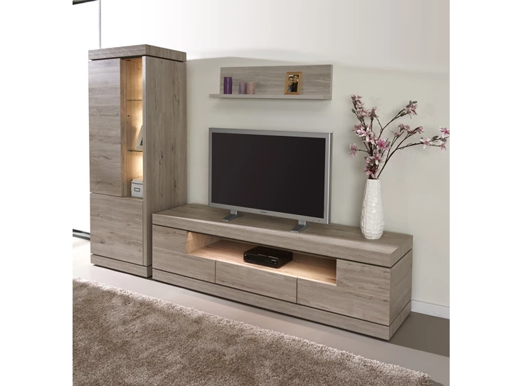 TV2 televisiemeubel grijs marmer eetkamer eigentijds groot etna evan millenium eik licht