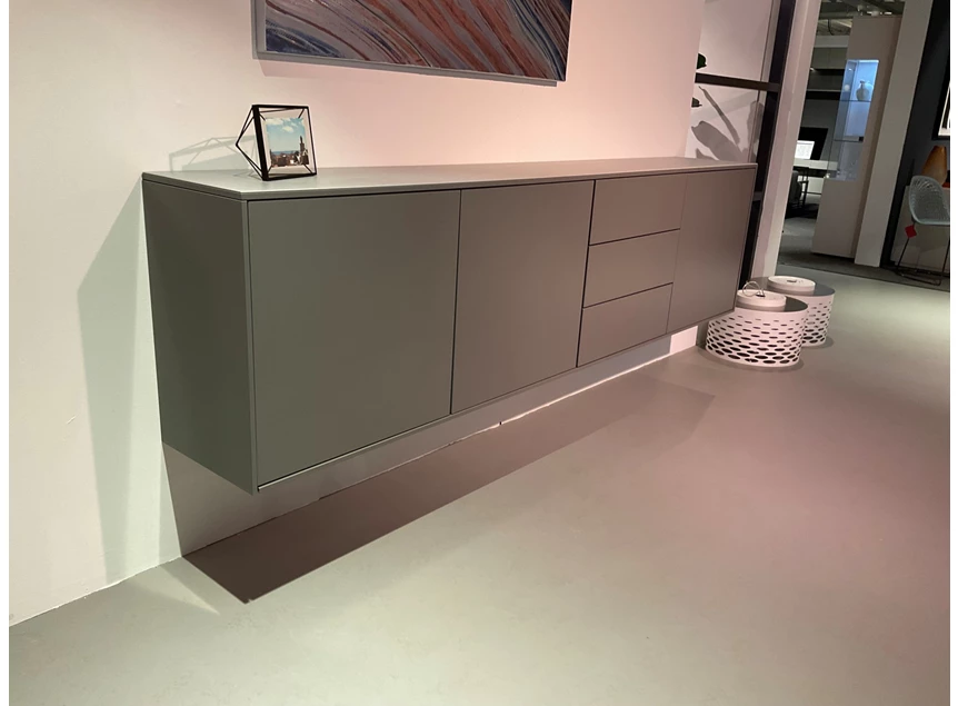 Zijkant Dressoir Adatto matte lak donkergrijs blad keramiek