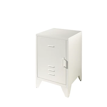 BRNA1114 budget industrieel poederlak bronxx nachttafel mat wit 1 deur metaal vipack