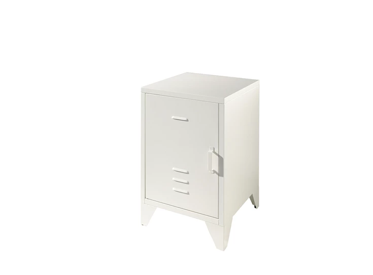 BRNA1114 budget industrieel poederlak bronxx nachttafel mat wit 1 deur metaal vipack