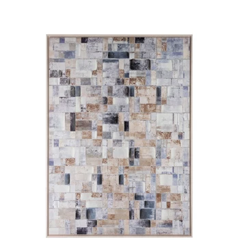 Kader Vlakken Kleur Hout/Canvas Blauw/Beige (104X4,3X144CM)