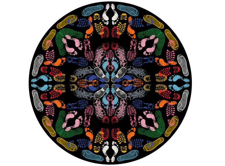 Tapijt Let's Dance Human Traces Dark Round 42005RD-DK Qeeboo