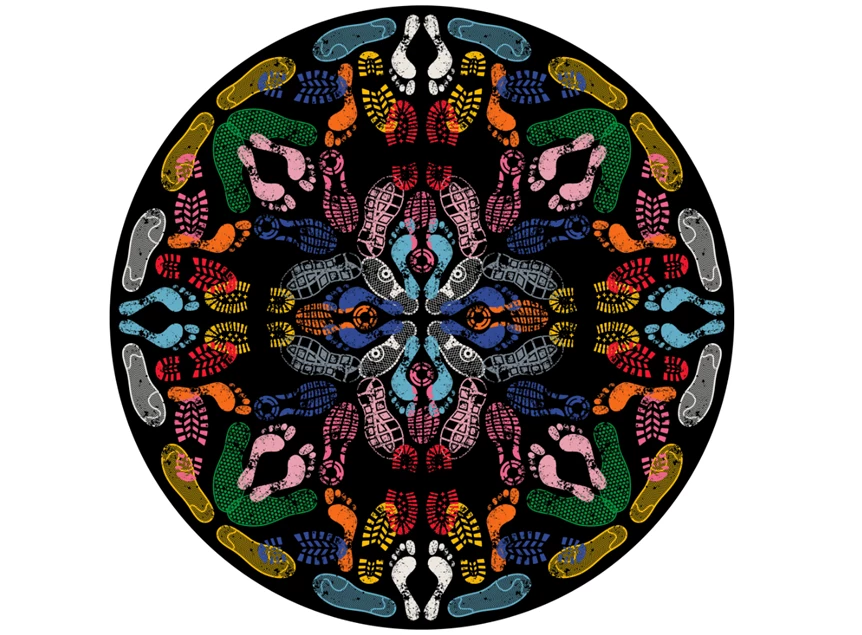 Tapijt Let's Dance Human Traces Dark Round 42005RD-DK Qeeboo