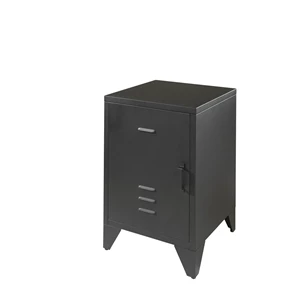 BRNA1118 industrieel poederlak bronxx nachttafel mat zwart 1 deur budget metaal vipack