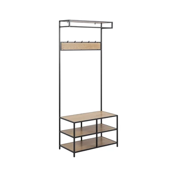Kledingrek halmeubel Seaford wilde eik/zwart metaal 94144 schuin vooraanzicht