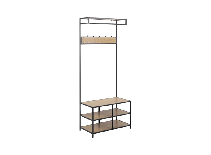Kledingrek halmeubel Seaford wilde eik/zwart metaal 94144 schuin vooraanzicht