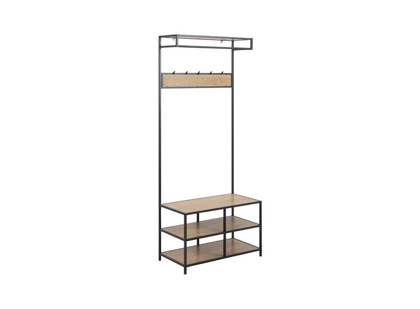 Kledingrek halmeubel Seaford wilde eik/zwart metaal 94144 schuin vooraanzicht