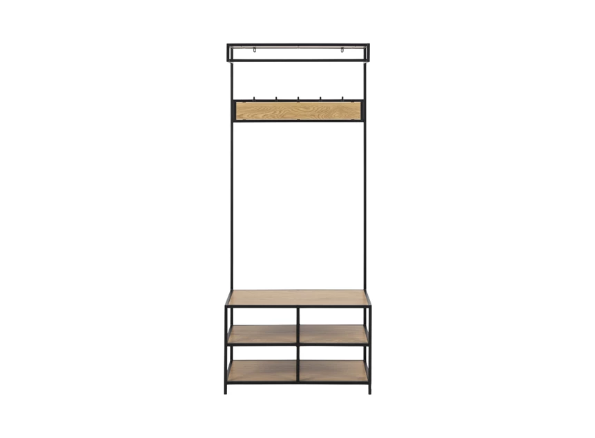 Kledingrek halmeubel Seaford wilde eik/zwart metaal 94144 recht vooraanzicht